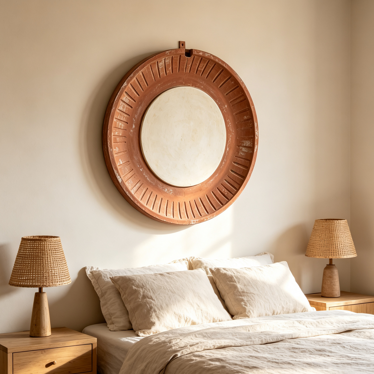 Vintage Terracotta Circle Wall Accent