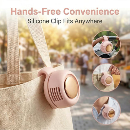 Clip-On Bladeless Mini Fan – Hands-Free Cooling, 360° Adjustable & 3-Speed USB Rechargeable
