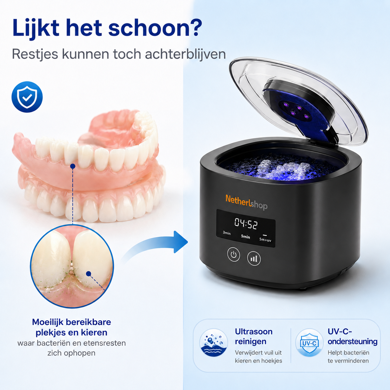 ❄️Zomerfresh 50% Korting!🦷Denture Dome Ultrasone UV-C Reiniger – Voor een Frisser, Schoner Kunstgebit in Slechts 5 Minuten