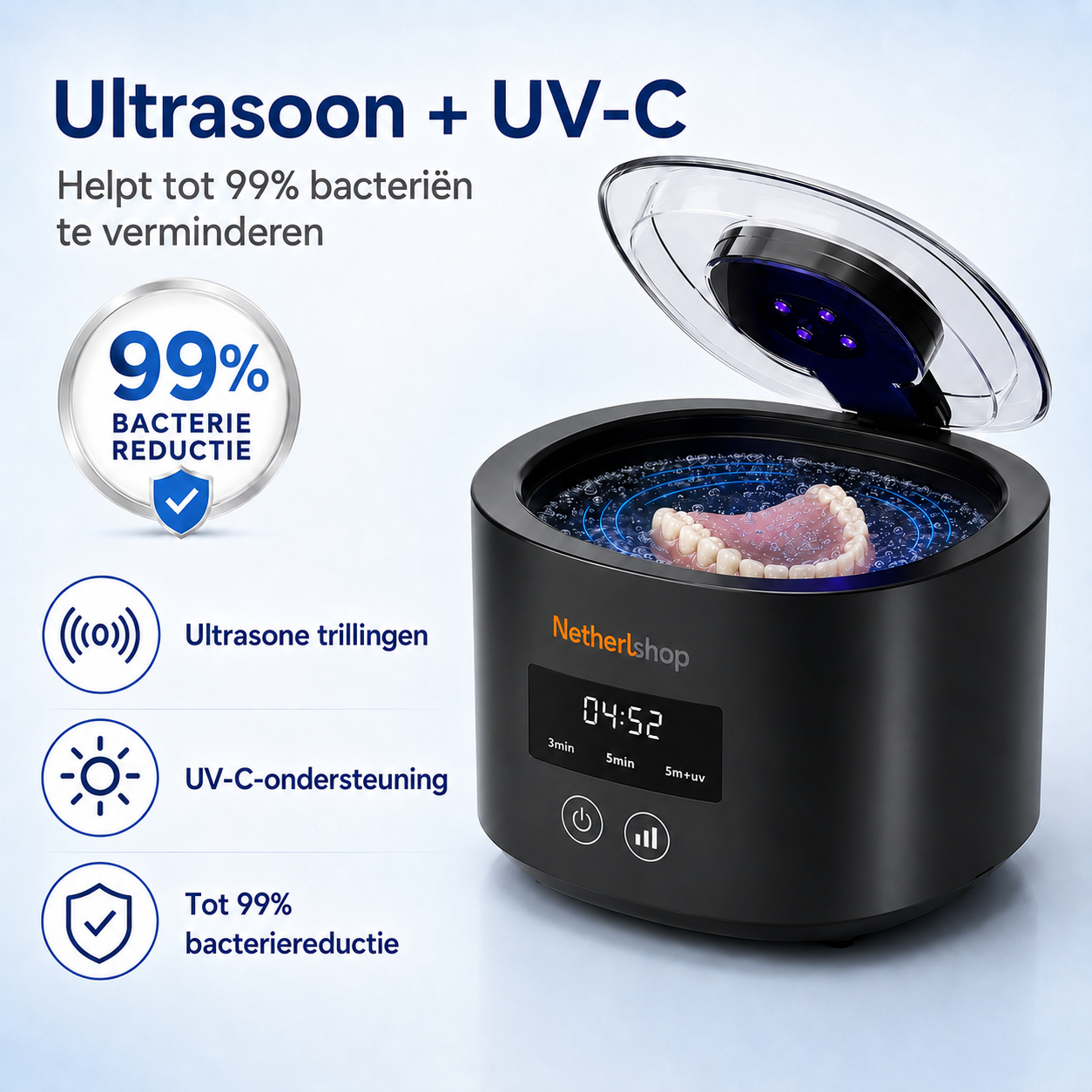 ❄️Zomerfresh 50% Korting!🦷Denture Dome Ultrasone UV-C Reiniger – Voor een Frisser, Schoner Kunstgebit in Slechts 5 Minuten