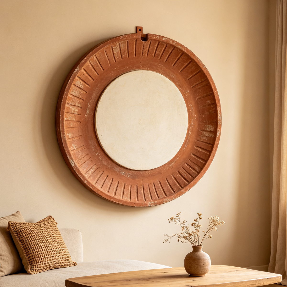 Vintage Terracotta Circle Wall Accent