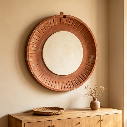 Vintage Terracotta Circle Wall Accent