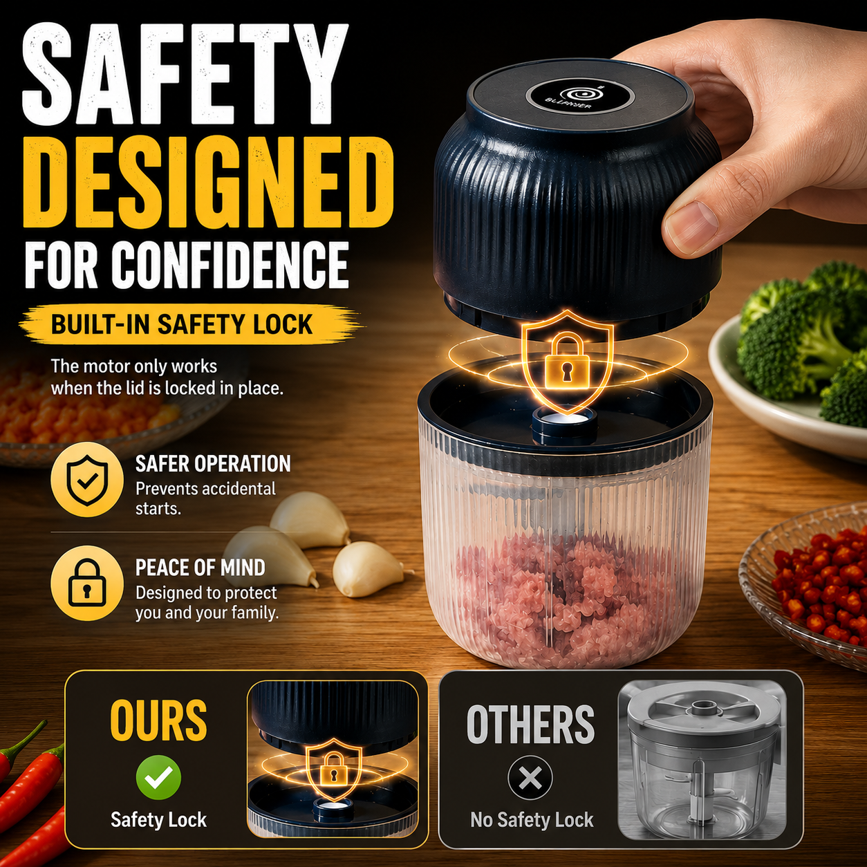 🔥Powerful Electric Food Chopper – One-Touch Mini Kitchen Blender