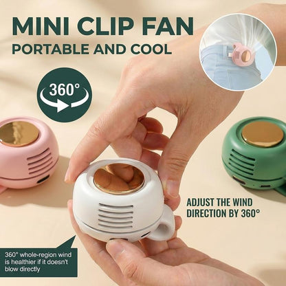Clip-On Bladeless Mini Fan – Hands-Free Cooling, 360° Adjustable & 3-Speed USB Rechargeable