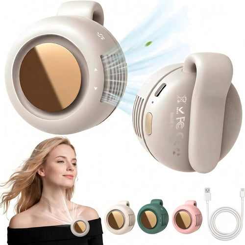 Clip-On Bladeless Mini Fan – Hands-Free Cooling, 360° Adjustable & 3-Speed USB Rechargeable